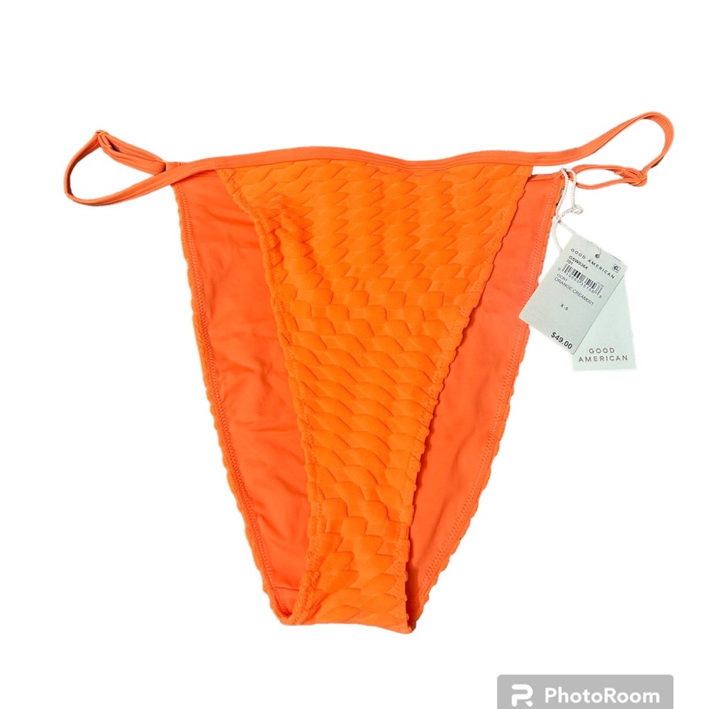NWT Good American Bright Orange Cream Bikini Swim Bottoms 5 (2 XL)